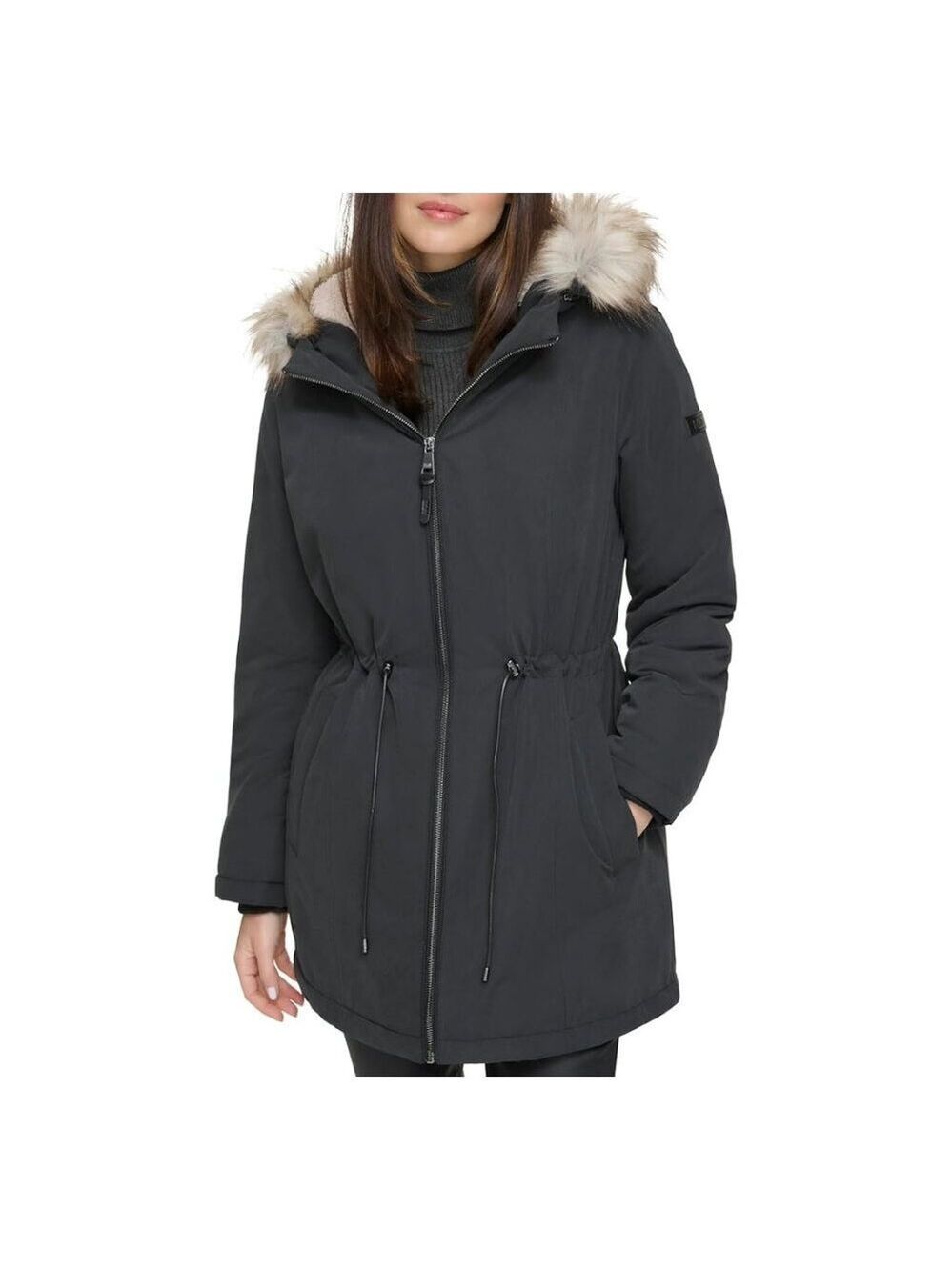 DKNY Women's Trim Hooded Anorak Puffer Coat Small NWT